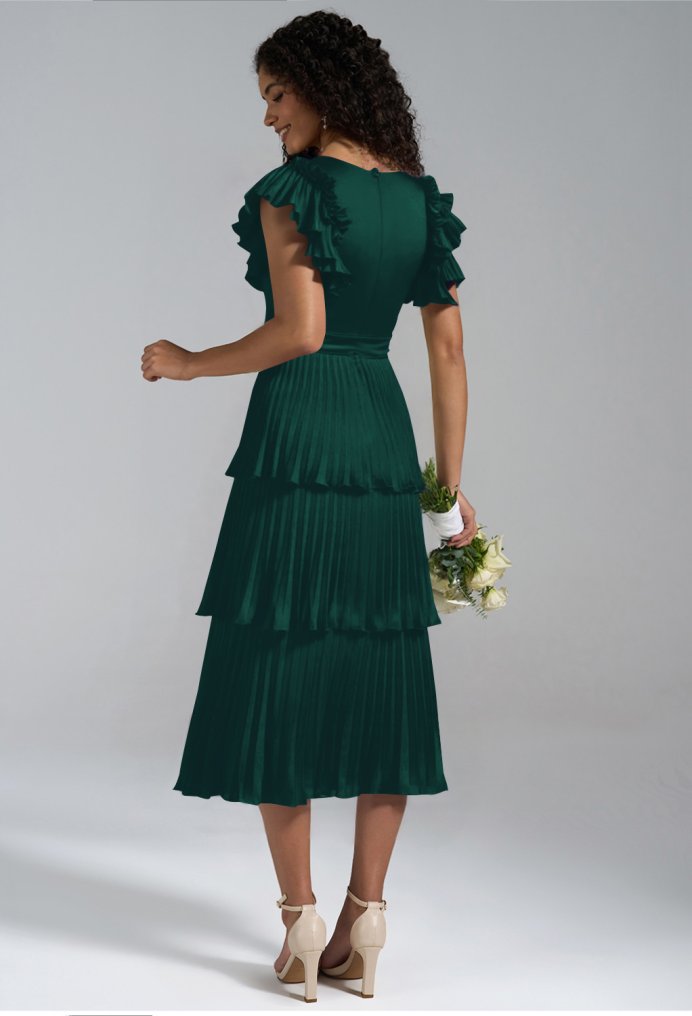 AW Leena Hunter Green  Short Bridesmaid Dresses